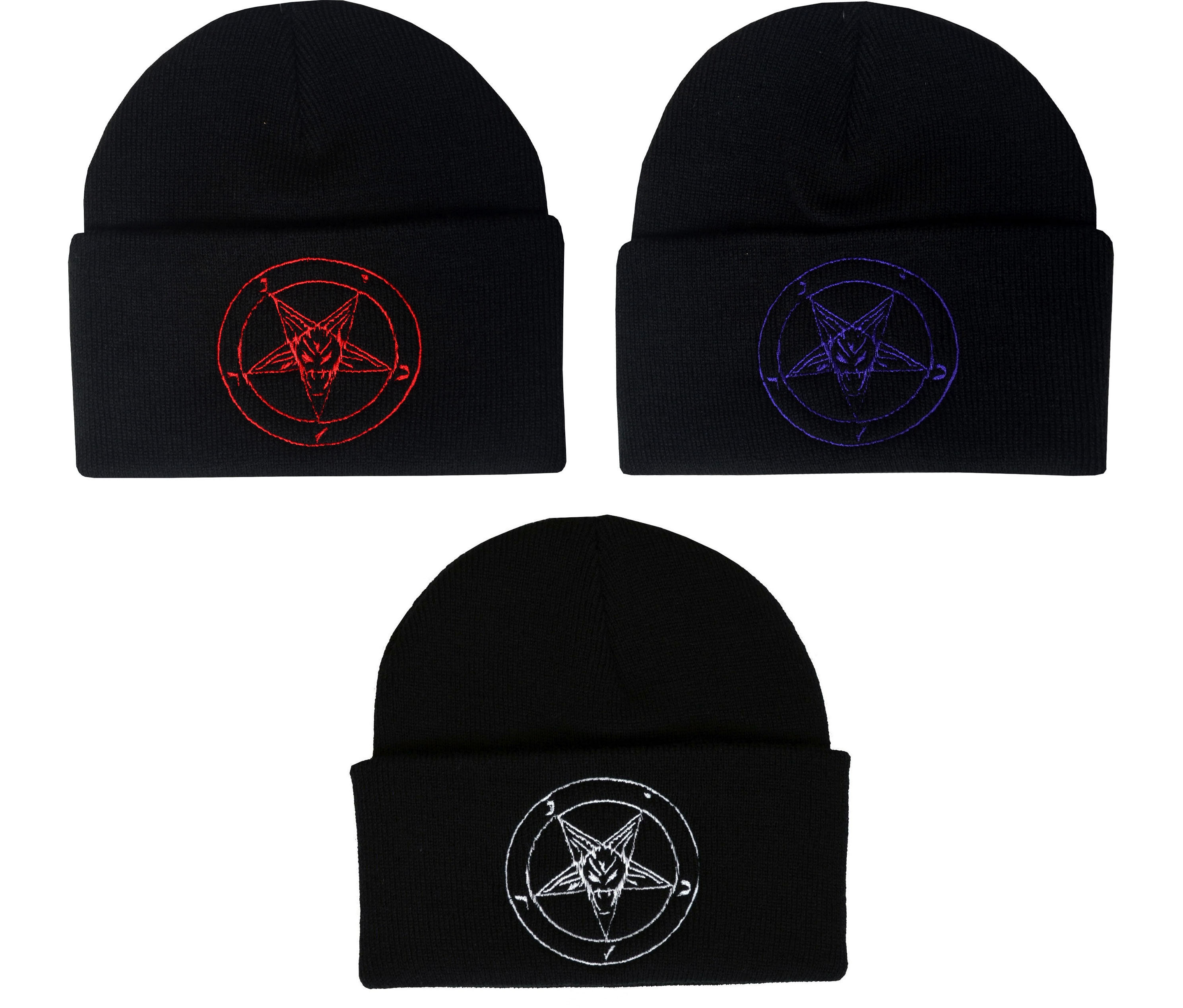 Baphomet Beanie Hat Embroidered Pentagram Satanic Occult Church
