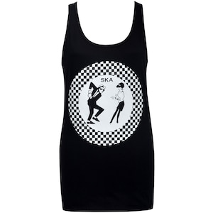 Ska Checkerboard Tank Top – Women’s 2 Tone Rudegirl Vest in Black