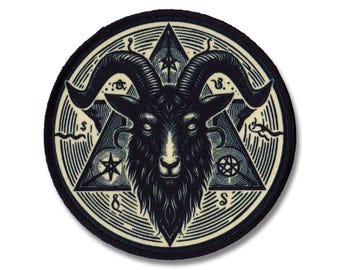Baphomet Goat Sew-on Patch | Satanic Gothic Pentagram Metal Sew-on Battle Jacket Patch