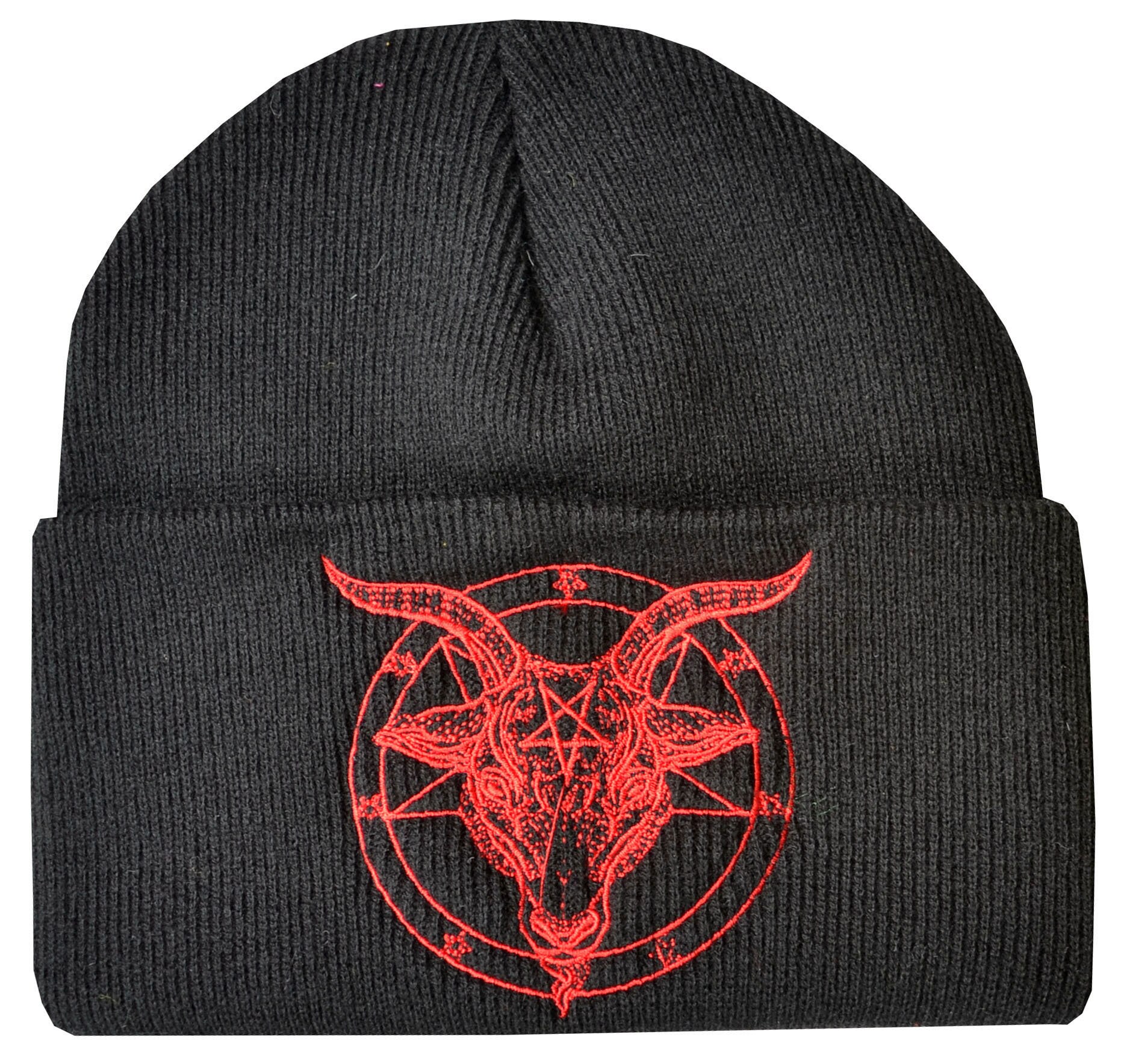 Baphomet Beanie Hat Embroidered Pentagram Satanic Occult Church