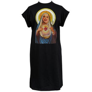 T-shirtjurk Divine Sacred Heart Holy Mother | Punk Drag Icon-damesjurk