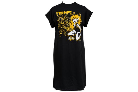 elvis t shirt dress The Cramps A Date With Elvis T-shirt Dress – Chris Sick Artwork Punk Dress  (screen Print)