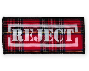 Patch rode tartan afwijzen | Opnaaibare punk Battle Jacket-patch