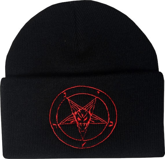 Baphomet Beanie Hat Embroidered Pentagram Satanic Occult Church