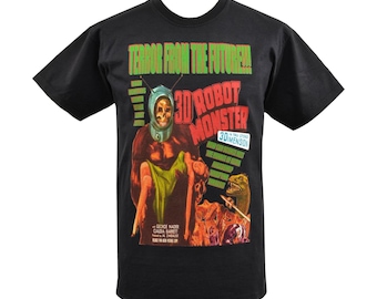 3D Robot Monster T-Shirt | Retro Sci-Fi Horror Men's Tee “Terror from the Future”