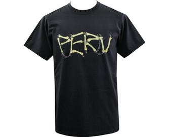 PERV Bones T-Shirt | Men’s Seditionaries Style Punk Tee with Chains & Bone Font