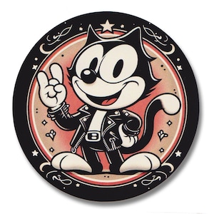 Sticker Félix le chat en vinyle | Vintage Chat à bascule Punk Dessin animé Mignon Kitsch Rétro