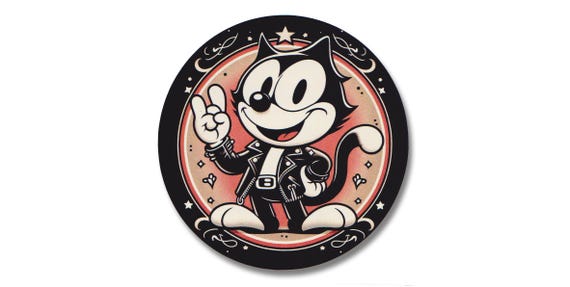Felix the Cat Vinyl Sticker Decal | Vintage Cat Rocker Punk
