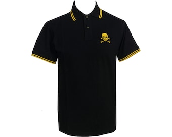 Koszulka polo Skull Punk – czarno-żółta, haftowana koszulka w stylu Mod Top