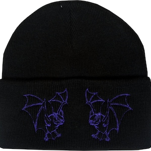 Vampire Bats Beanie Hat Embroidered Vampire Alternative Goth Halloween