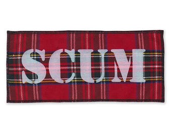 Uitschot rode tartan patch | Opgenaaide punkjaspatch