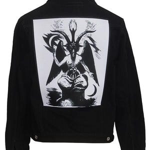White Baphomet Back Patch Occult Satanic Goat Sigil Gothic Punk Jacket Patch Large Sew-On