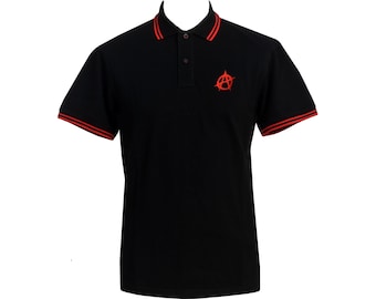 Skull Punk Polo Shirt – Black & White Crossbones Mod Fit Men's