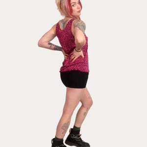 Pink Leopard Print Tank Top – Y2K Punk Rockabilly Fashion, Made in UK image 2