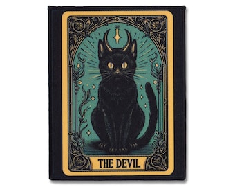 Devil Cat Tarot Patch – Occult Black Cat Sew-On Gothic Patch