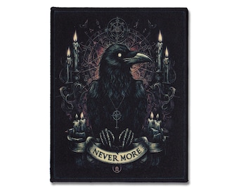 Nevermore Raven Gothic Ritual Patch - Occult Crow Patch - Edgar Allan Poe Inspired