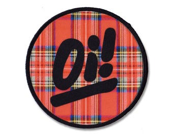 Oi! Red Tartan Sew-on Patch | Two tone Punk Dub Reggae Rocksteady