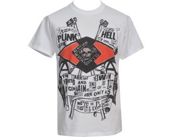 Punk Hell Red & Black Herren weißes T-Shirt | Seditionarys Anarchist Punk Gang T-Shirt