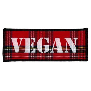 Vegan Red Tartan Patch | Sew-on Punk Jacket Patch