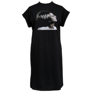 punk t shirt dress OMONSIM New Ladies Acid Wash Raw Power Printed Top Lace up Choker Neck T-Shirt Dress Women Dress (2, Large)