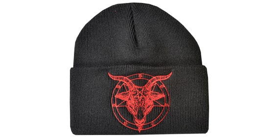 Baphomet Beanie Hat Embroidered Pentagram Satanic Occult Church