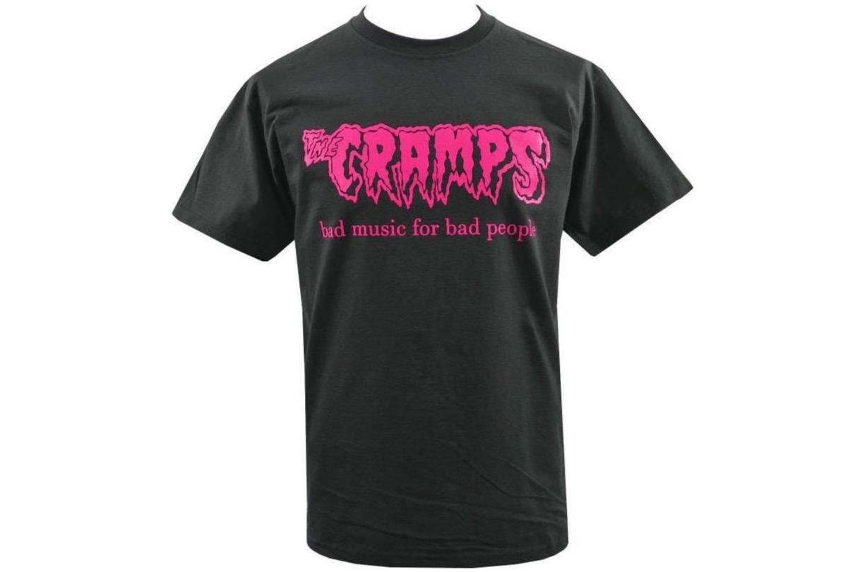 Maglietta Ufficiale The Cramps 'Do The Dog' Band Logo, Nera, Cotone, Taglie Uomo, UK