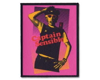 Toppa rosa Captain Sensible - Toppa da cucire punk rock - Toppa fai da te per gilet - Toppa retrò punk per giacca - Toppa per abbigliamento Anarchy Rebel