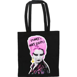 Punk’s Not Dead Tote Bag – Black Cotton Punk Girl Shopper