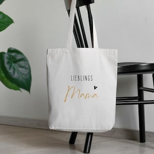 Stoffbeutel mit Spruch Lieblingsmama | Stofftasche 38x42 | Tragetasche mit langen Henkeln | Baumwolltasche | Jutetasche | Muttertagsgeschenk