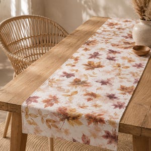 Herbst Tischläufer mit Herbstblätter 140x40 cm | Cozy Herbstdeko im Landhausstil | rustikale Tischdeko für Erntedank | Thanksgiving Geschenk