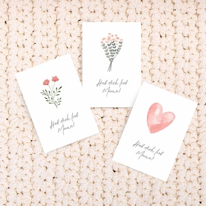 Grußkarten mit Spruch Hab dich lieb Mama | mit Blumenstrauß, Blume, Herz | Klappkarten inklusive Briefumschlag | zum Muttertag | für Mama