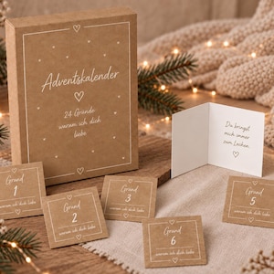 DIY adventskalender voor stellen: 24 redenen waarom ik van je hou (PDF) | Knutselpakket: Deurtjes om zelf te labelen | Downloaden voor een doe-het-zelf knutselproject