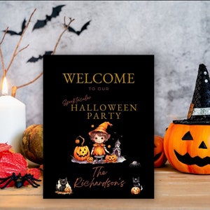 Halloween Party Decorations, Trick Or Treat Sign, Printable Halloween Sign, Please Take One, Kids Party Editable Sign Canva Instant Download