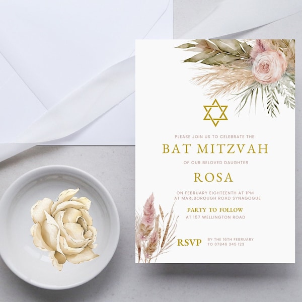 Bat Mitzvah Invitation Etsy