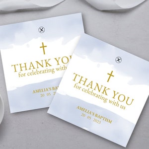 Blue Baptism Gift Tag, Editable Baptism Favor Tag, Thank You Tag, Christening Favor, Baby Blue Baptism Favor Tag DIGITAL DOWNLOAD MC01