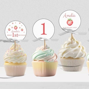 My Berry First Birthday Cake Topper, Berry Birthday Cake Top, Strawberry Birthday Party, 1st Birthday Cake Topper, , DIGITAL DOWNLOAD MC65