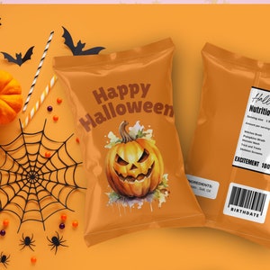 Trick Or Treat Bag, Halloween Template Chip Bag, Halloween Treat Bag, Halloween Candy Bags, Halloween Favors Instant Download Trick or Treat