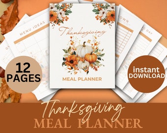 Thanksgiving Planner Thanksgiving Menu Planner Kit Holiday Meal Planning Template Guest List Cooking Schedule instant Download