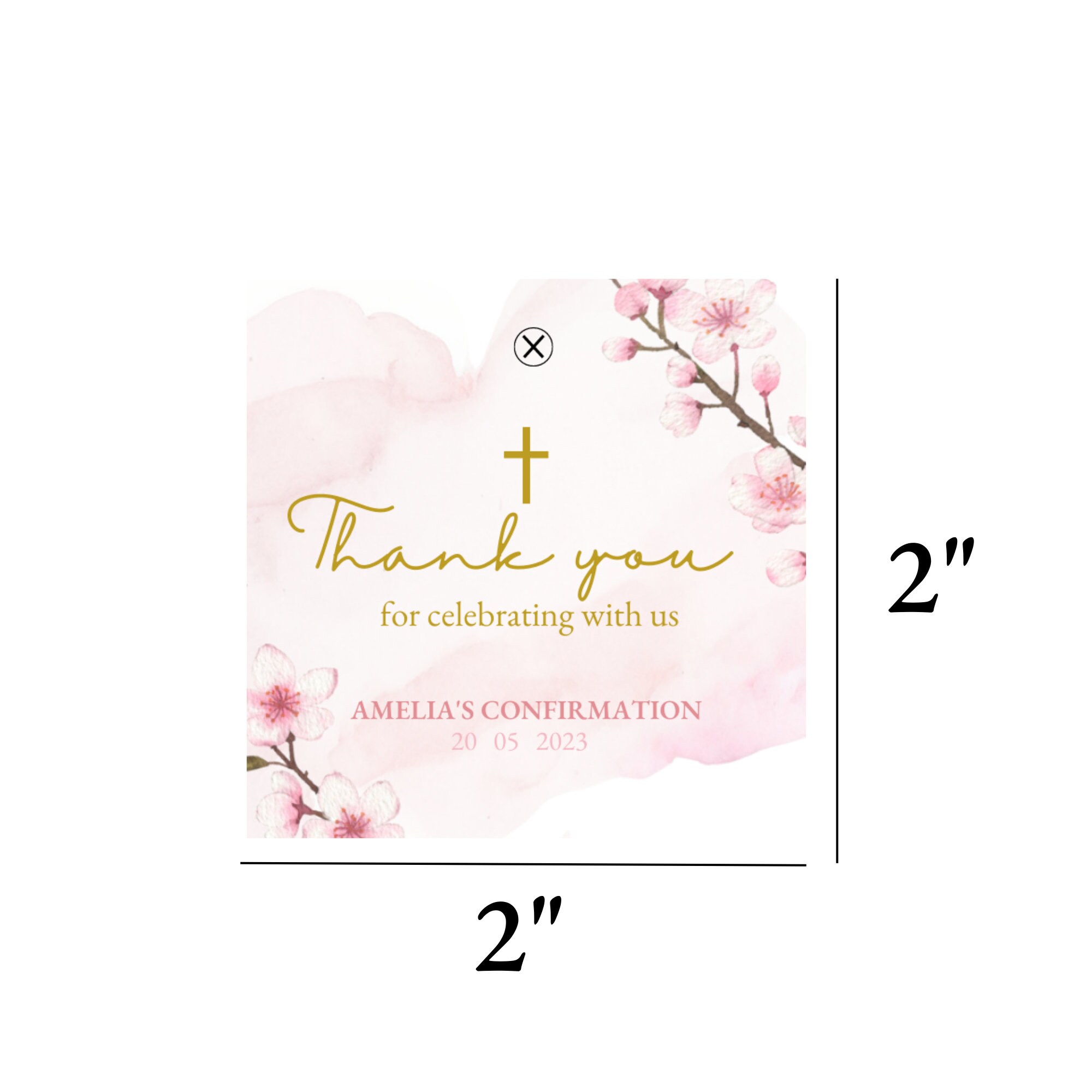 Custom Party Favor Tag, Confirmation Thank You Tag, Cherry Blossom ...
