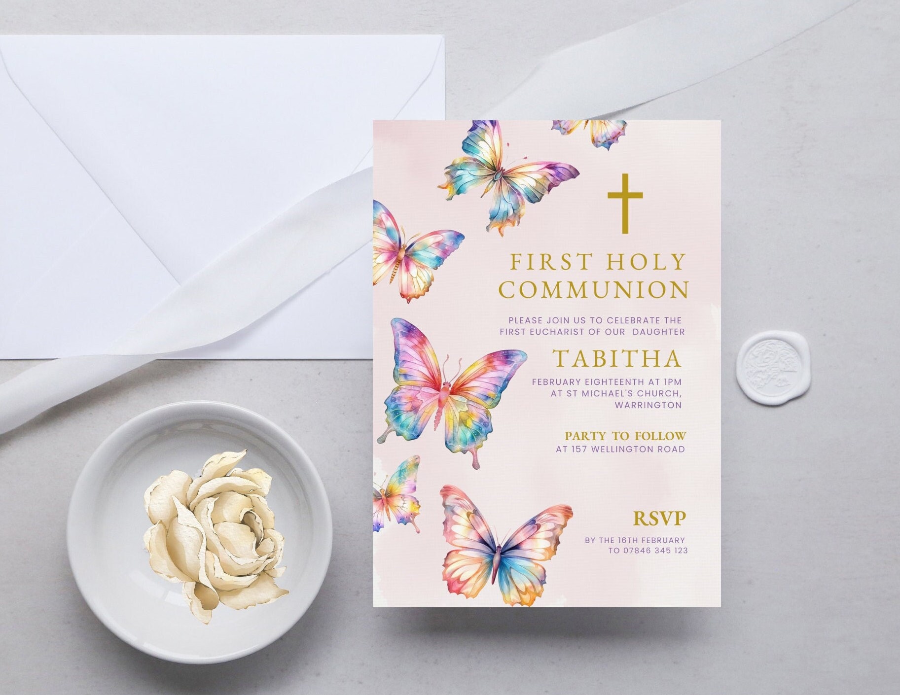 First Holy Communion Thank You Postcard, Photo Thank You Note ...