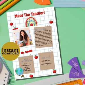 Bewerkbare Meet the Teacher-briefsjabloon: terug naar school-flyer (digitale download)