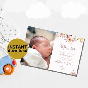 Wildflower Sip and See Invitation: Floral Baby Shower (Digital Download)