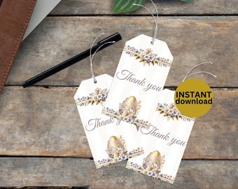 Hatching Soon Baby Shower Gift Tags Editable Easter Gift Tags Template Floral Easter Egg Favor Tags DIY Easter Tags Canva Instant Download