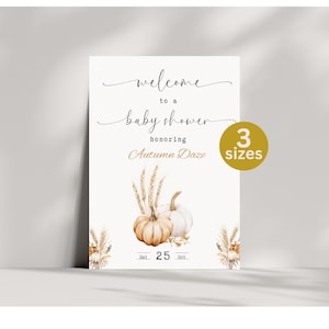 Two Little Pumpkins Baby Shower Welcome Sign: Fall Decor (Digital Download)