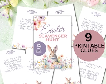 Easter Scavenger Hunt For Kid Printable Easter Egg Hunt Treasure Hunt Easter Fun for Kid Easter Egg Hunt Clues Editable Instant Download EM1