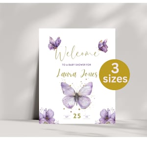 Modèle de plaque de bienvenue papillon baby shower, imprimable signe de bienvenue papillon papillon baby shower Decor téléchargement numérique BB1