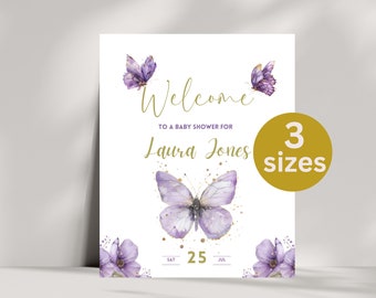Butterfly Baby Shower Welcome Sign Template (Digital Download)