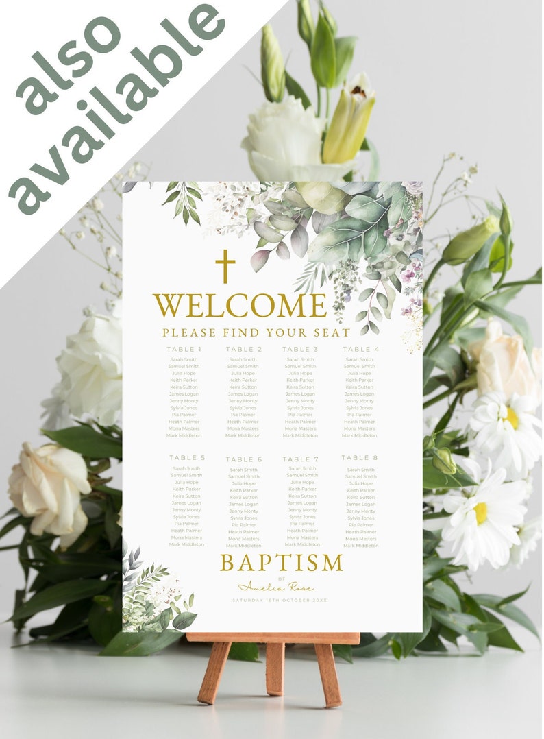 Baptism Seating Chart Template DIY Seating Chart Editable - Etsy