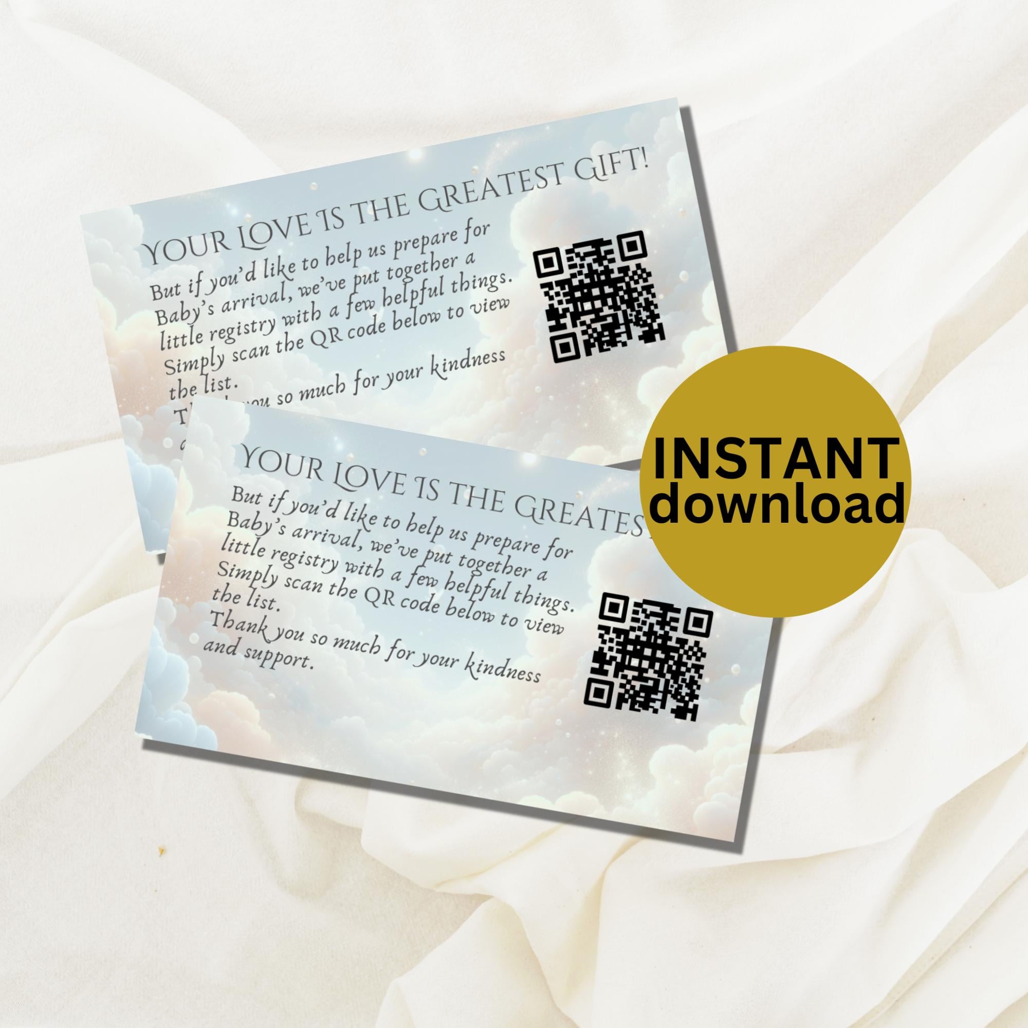 Baby Gift Registry Card With QR Code Little Piece of Heaven Baby
