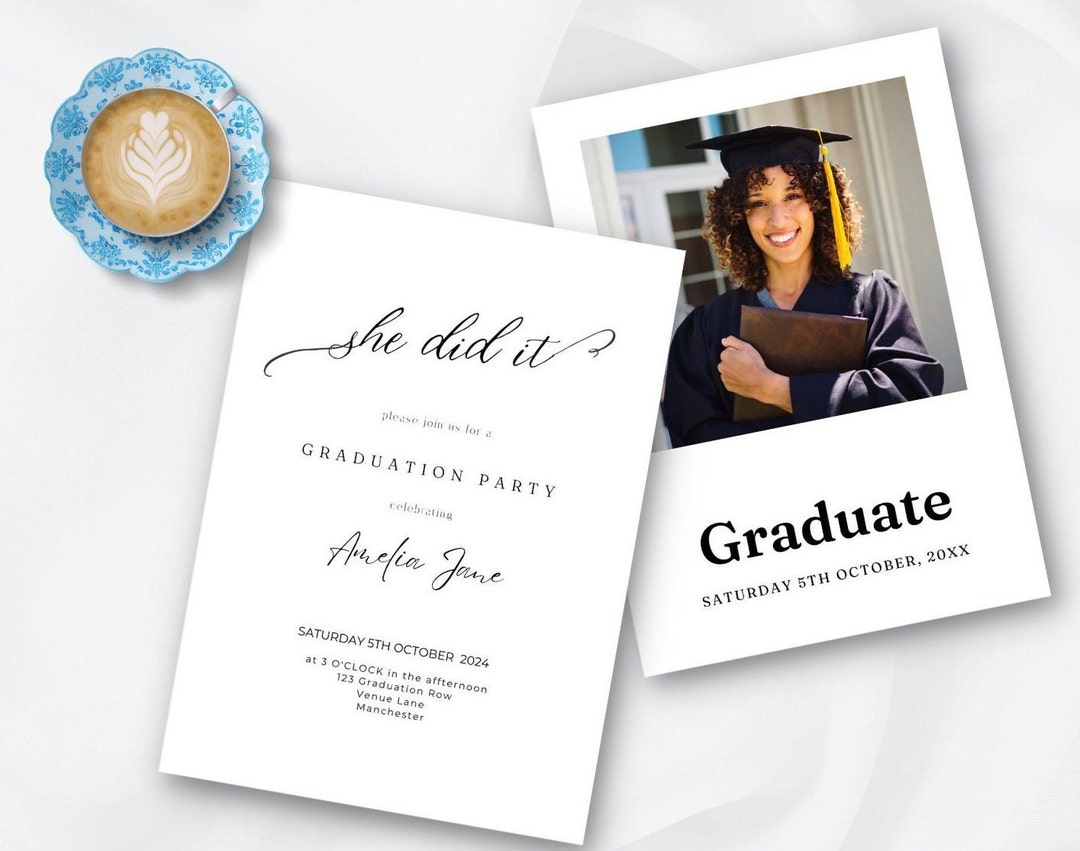 Simple Graduation Invitations, Graduation Party Invitation Canva, Photo  Graduation Invite, Graduation Invitation Template INSTANT DOWNLOAD - Etsy  ..., image size:1080x851